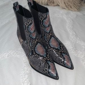PAIGE Snakeskin Ankle Boots - Black and Blue